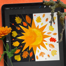 Load image into Gallery viewer, Autumn Equinox - square giclee illustration print - PRE-ORDER