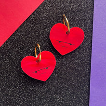 Load image into Gallery viewer, Love Stinks - grumpy heart earrings - chunky hoop
