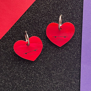 Love Stinks - grumpy heart earrings - chunky hoop
