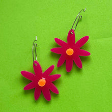 Load image into Gallery viewer, Pink and Purple Daisy Dangles