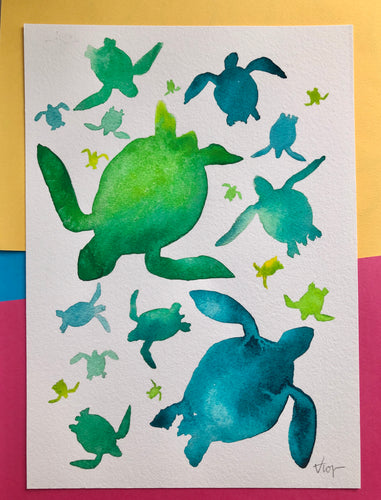 Sea Turtles Illustration - unframed giclee print - seconds
