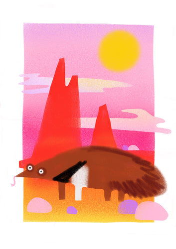 Anteater in the Savannah Illustration - unframed giclee print