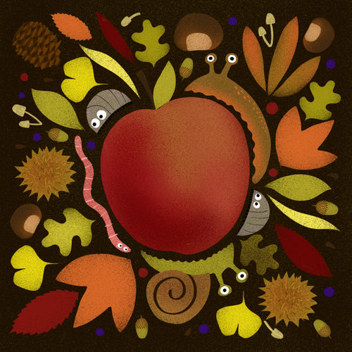 Autumn Procession - square giclee illustration print