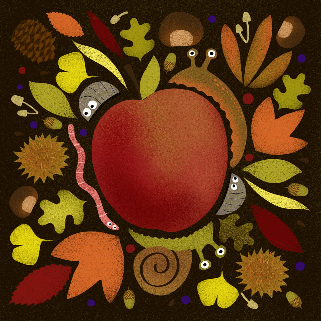 Autumn Procession - square giclee illustration print
