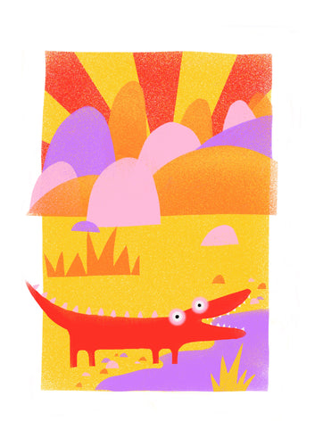 Cheeky Crocodile Illustration - unframed giclee print