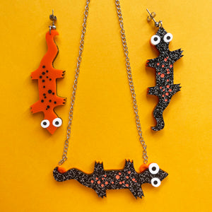 Halloween Salamander mis-matched earrings - PRE-ORDER