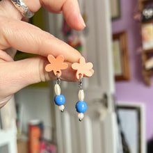 Load image into Gallery viewer, Coral Daisy Bead Drop Earrings - SAMPLES