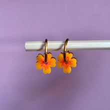 Load image into Gallery viewer, Neon Flower Hoops