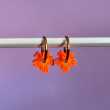 Load image into Gallery viewer, Neon Flower Hoops