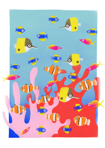 Colourful Corals - digital illustration - unframed giclee print