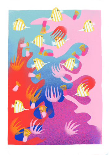 Rainbow Reef - digital illustration - unframed giclee print