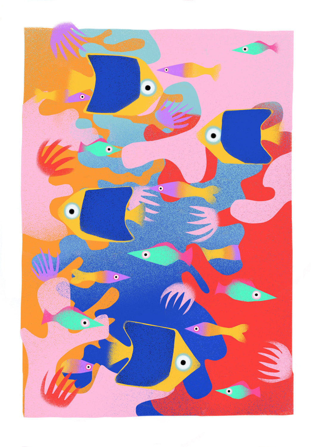 Brilliant Blues - digital illustration - unframed giclee print