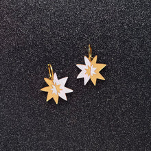 Load image into Gallery viewer, Star-Crossed Earrings - Mother of Pearl &amp; Gold Mirror