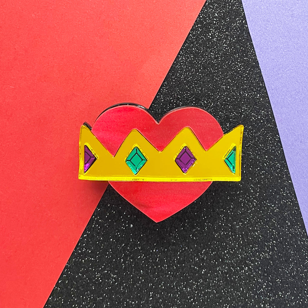 Queen of Hearts statement brooch
