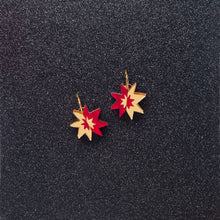 Load image into Gallery viewer, Star-Crossed Earrings - Red Marble &amp; Gold Mirror