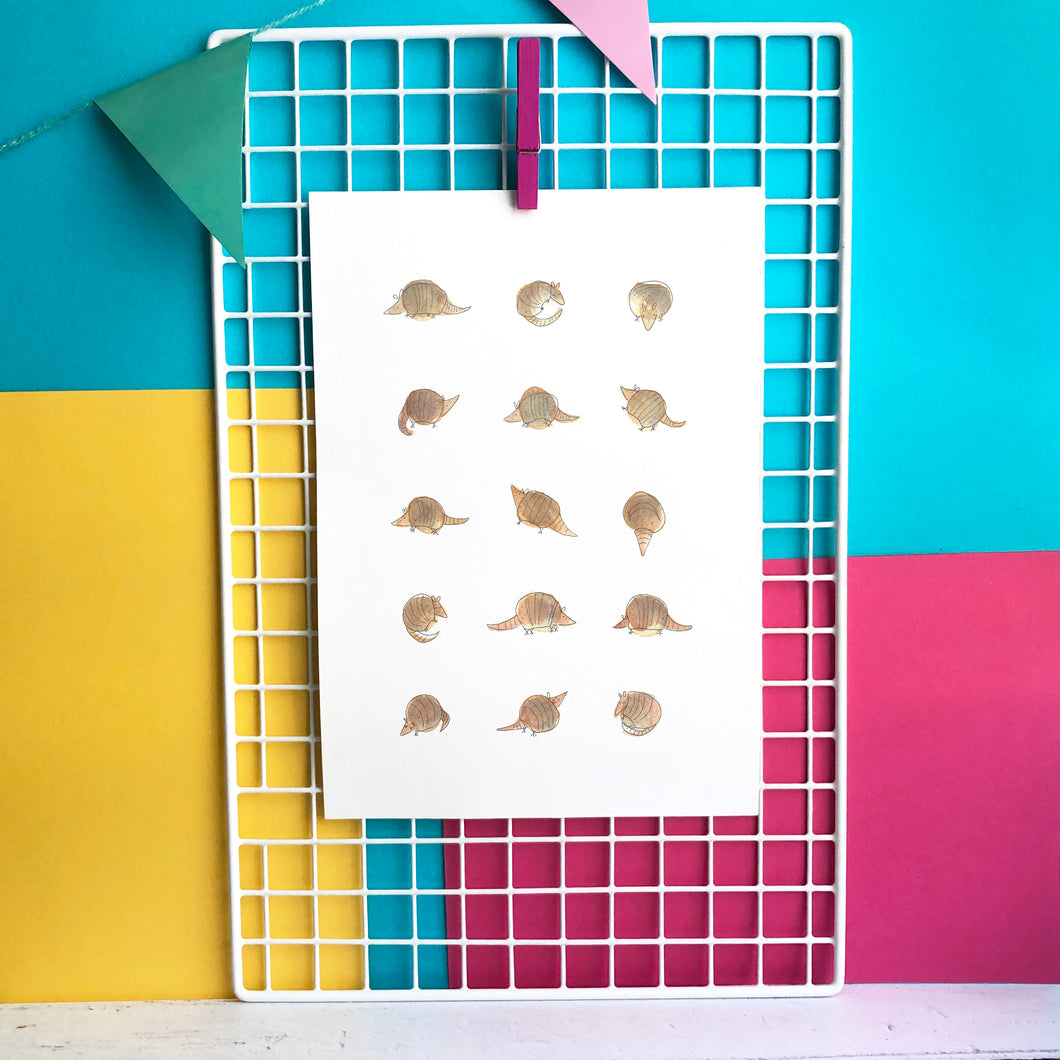 Armadillo illustration - unframed print