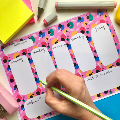 Multi colour leopard print A4 weekly planner - digital download