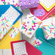 Load image into Gallery viewer, 90s Triangle Pattern wrapping paper and gift tags