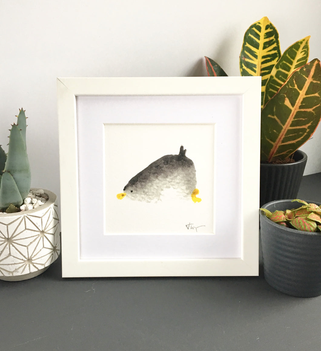 Sleepy Penguin Illustration - unframed mini giclee print