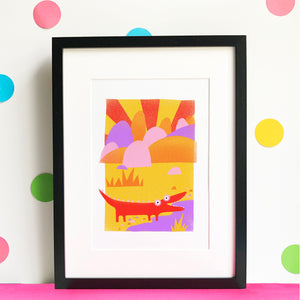 Cheeky Crocodile Illustration - unframed giclee print