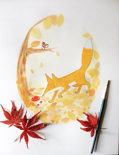 Autumn Fox illustration - unframed giclee print