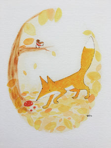 Autumn Fox illustration - unframed giclee print