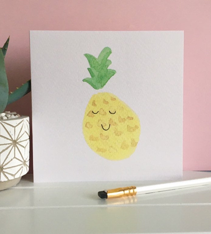 Happy Pineapple - blank greeting card