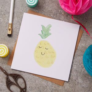 Happy Pineapple - blank greeting card