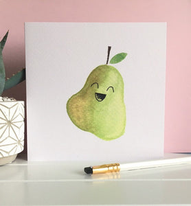 Laughing Pear - blank greeting card