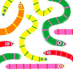 Worms - square giclee illustration print