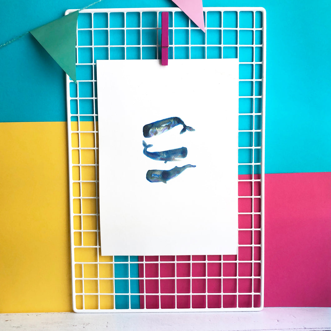 Sperm Whales Illustration - unframed giclee print