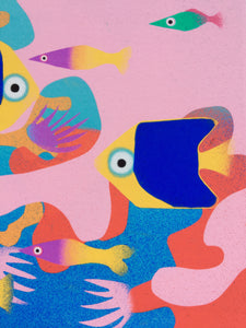 Brilliant Blues - digital illustration - unframed giclee print