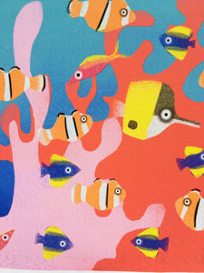 Colourful Corals - digital illustration - unframed giclee print