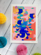 Load image into Gallery viewer, Brilliant Blues - digital illustration - unframed giclee print