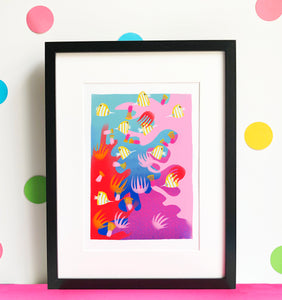 Rainbow Reef - digital illustration - unframed giclee print