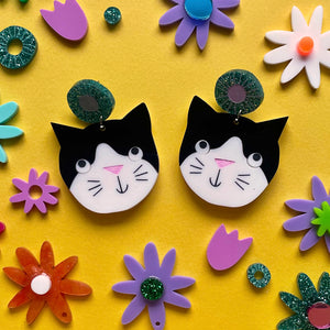 Cat Faces - statement earrings - PRE-ORDER