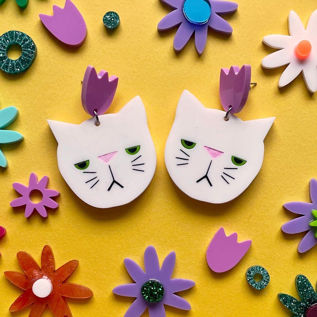 Cat Faces - statement earrings - PRE-ORDER