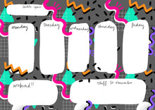Load image into Gallery viewer, 80s squiggle A4 weekly planner - digital download