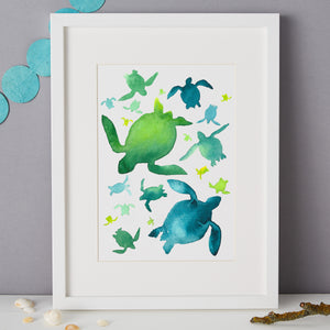 Sea Turtle illustration unframed Giclee print