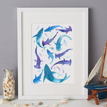 Load image into Gallery viewer, Sharks Illustration - unframed giclee print