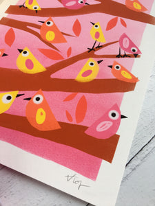 Little Birds Illustration - unframed giclee print