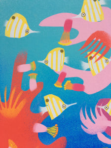 Rainbow Reef - digital illustration - unframed giclee print