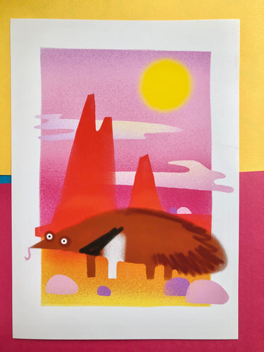 Anteater in the Savannah Illustration - unframed giclee print - sample