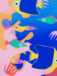 Brilliant Blues - digital illustration - unframed giclee print