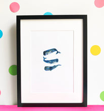 Load image into Gallery viewer, Sperm Whales Illustration - unframed giclee print