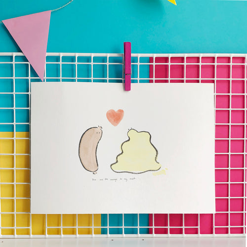 Sausage and Mash Illustration - unframed giclee print